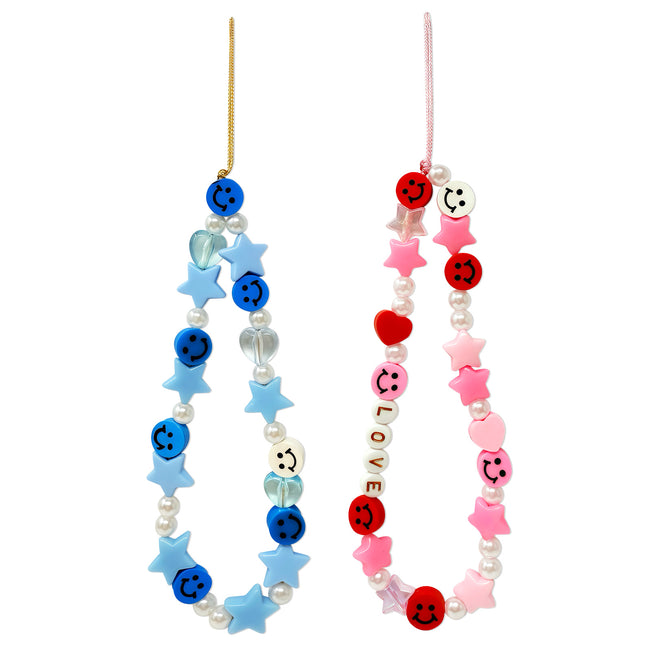Wrapables Charms and Beads Cell Phone Wrist Strap, Keychain, Bag Charm (Set of 2)