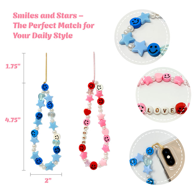 Wrapables Charms and Beads Cell Phone Wrist Strap, Keychain, Bag Charm (Set of 2)