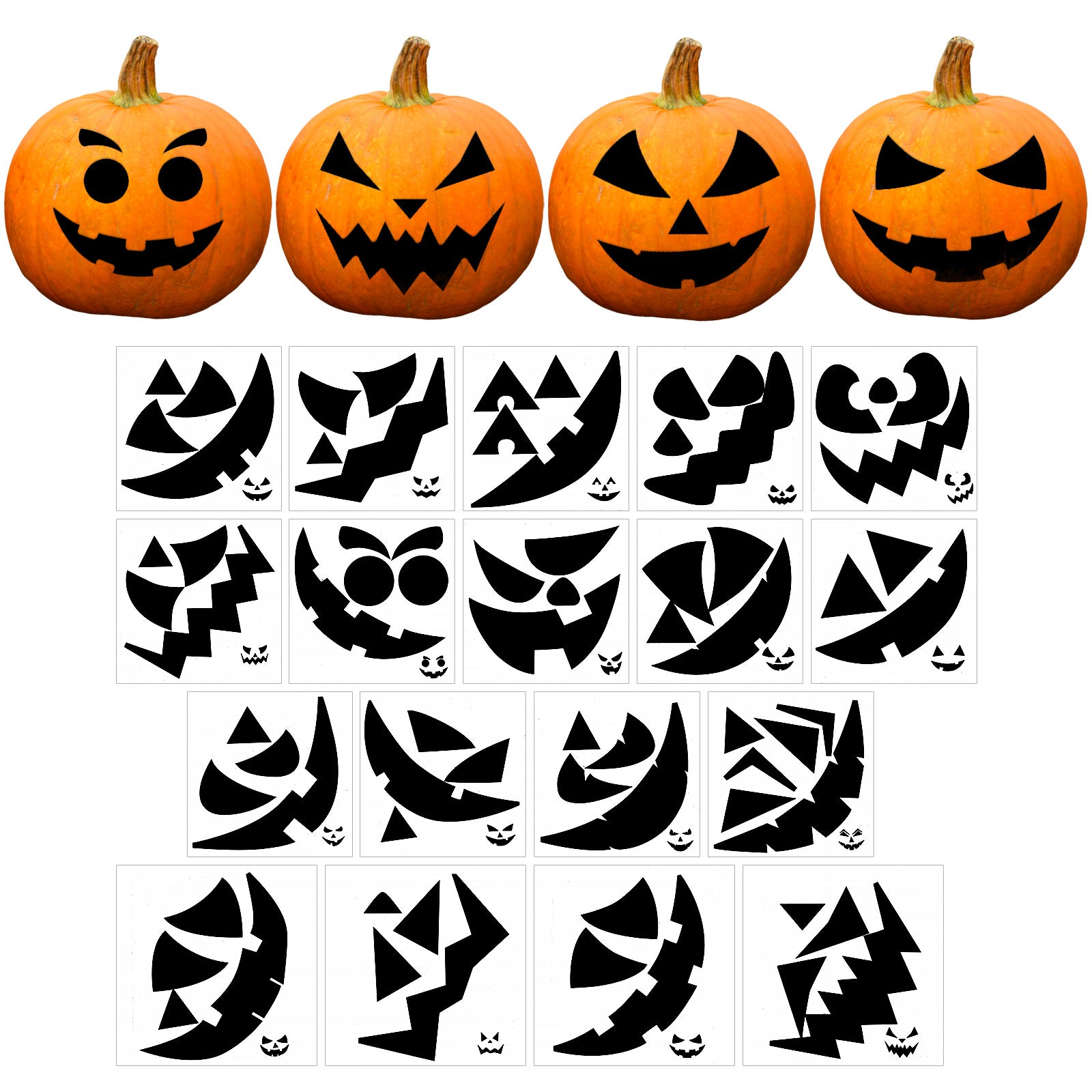 Wrapables Halloween Classic Pumpkin Face Stickers, DIY Halloween Pumpkin Decorating Stickers for Party Supplies, Favors, Trick or Treat (18 Sheets)