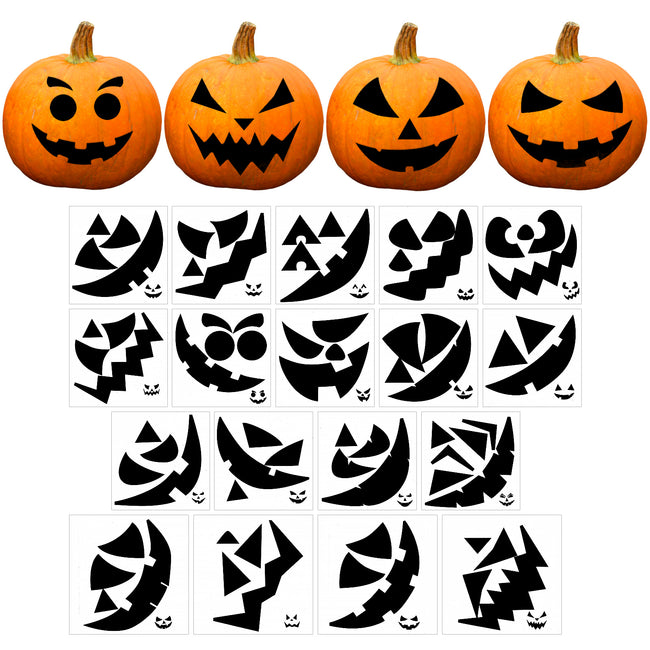 Wrapables Halloween Classic Pumpkin Face Stickers, DIY Halloween Pumpkin Decorating Stickers for Party Supplies, Favors, Trick or Treat (18 Sheets)
