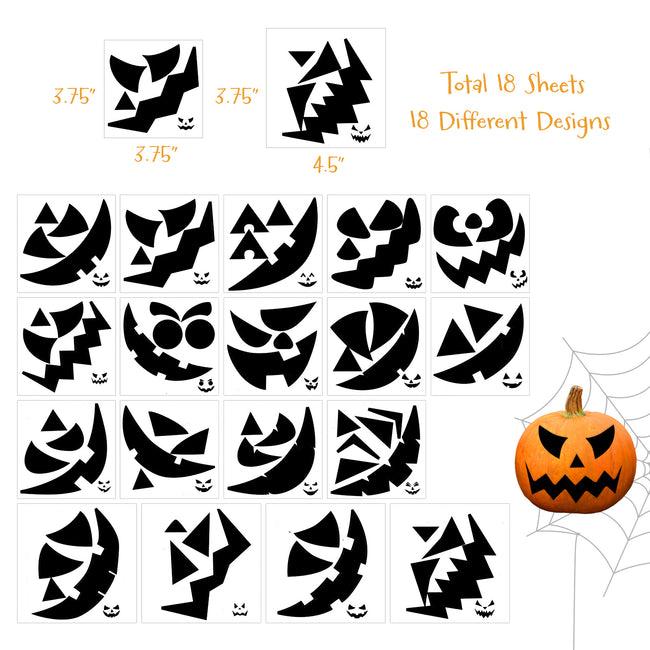 Wrapables Halloween Classic Pumpkin Face Stickers, DIY Halloween Pumpkin Decorating Stickers for Party Supplies, Favors, Trick or Treat (18 Sheets)