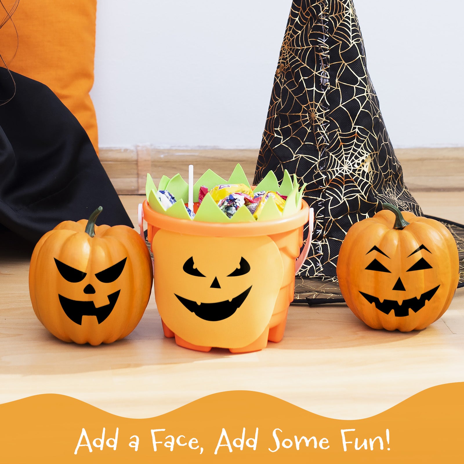 Wrapables Halloween Classic Pumpkin Face Stickers, DIY Halloween Pumpkin Decorating Stickers for Party Supplies, Favors, Trick or Treat (18 Sheets)