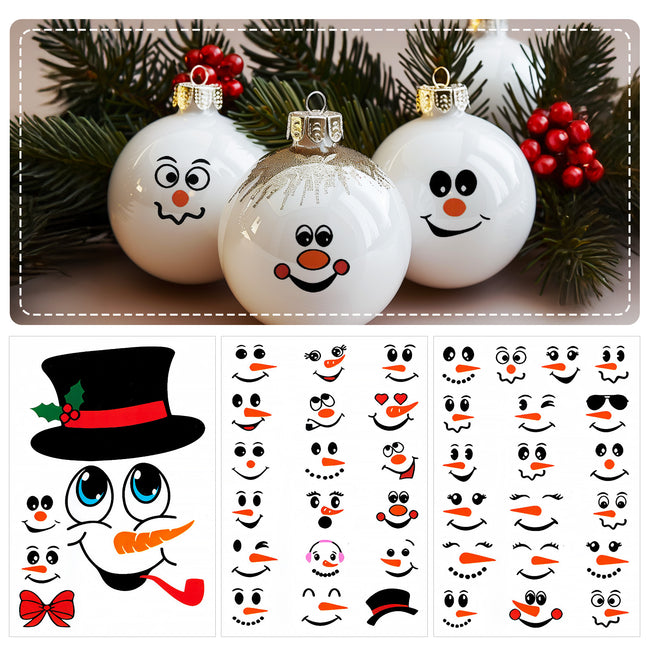 Wrapables Snowman Face Stickers for Crafts, Christmas Decoration for Windows, Refrigerators, Water Bottles, Cups