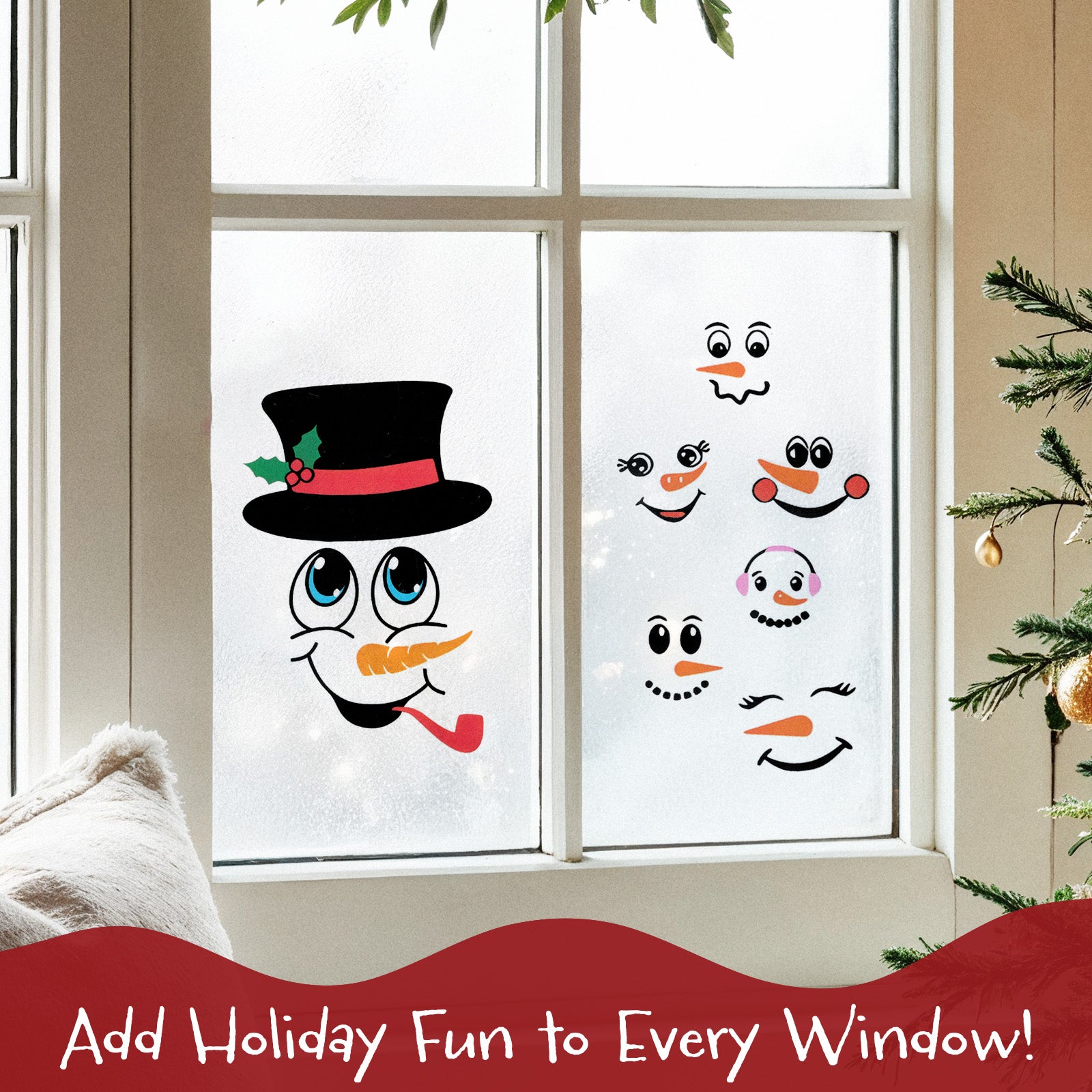 Wrapables Snowman Face Stickers for Crafts, Christmas Decoration for Windows, Refrigerators, Water Bottles, Cups