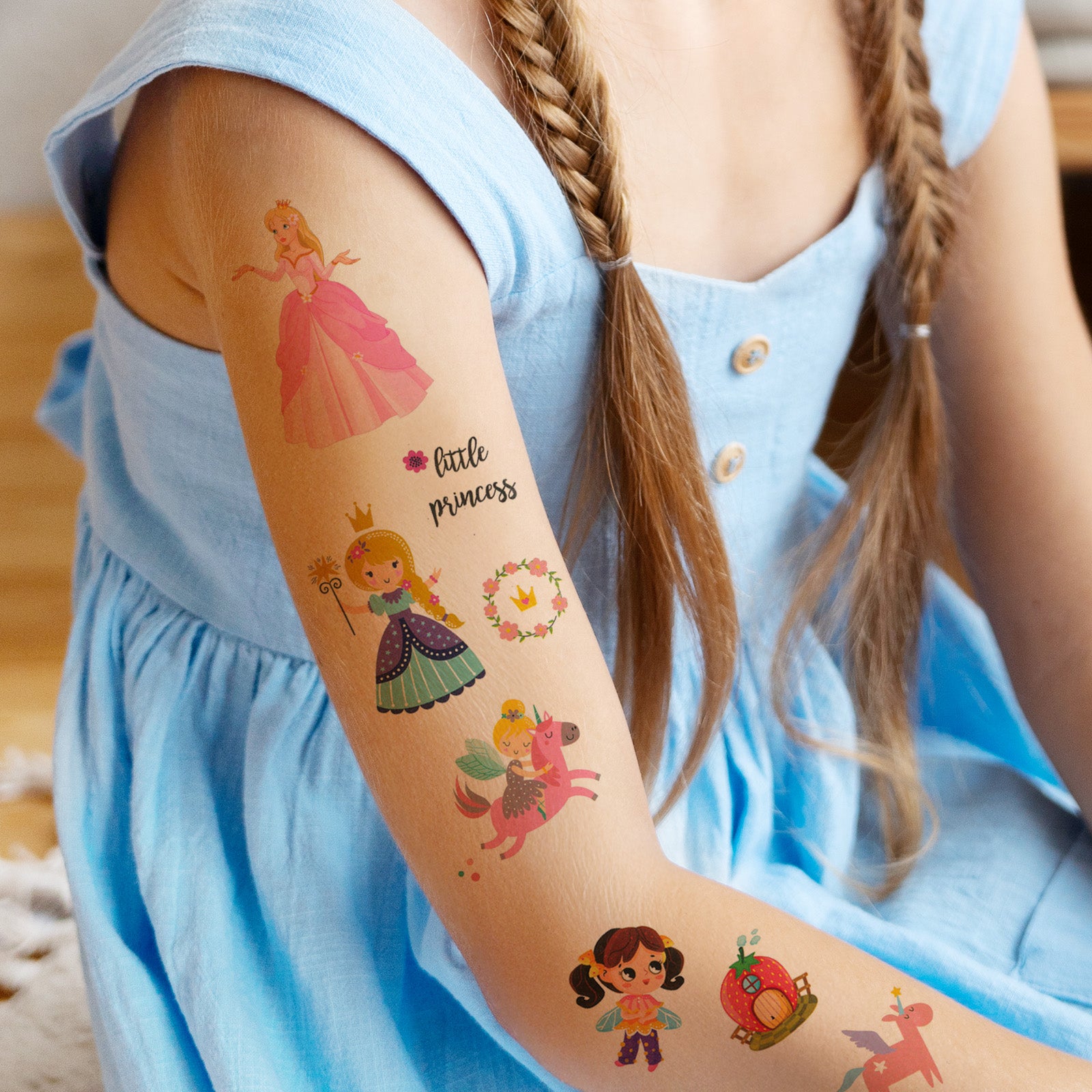 Wrapables Waterproof Temporary Tattoos for Children, 20 Sheets, Lovely Princesses