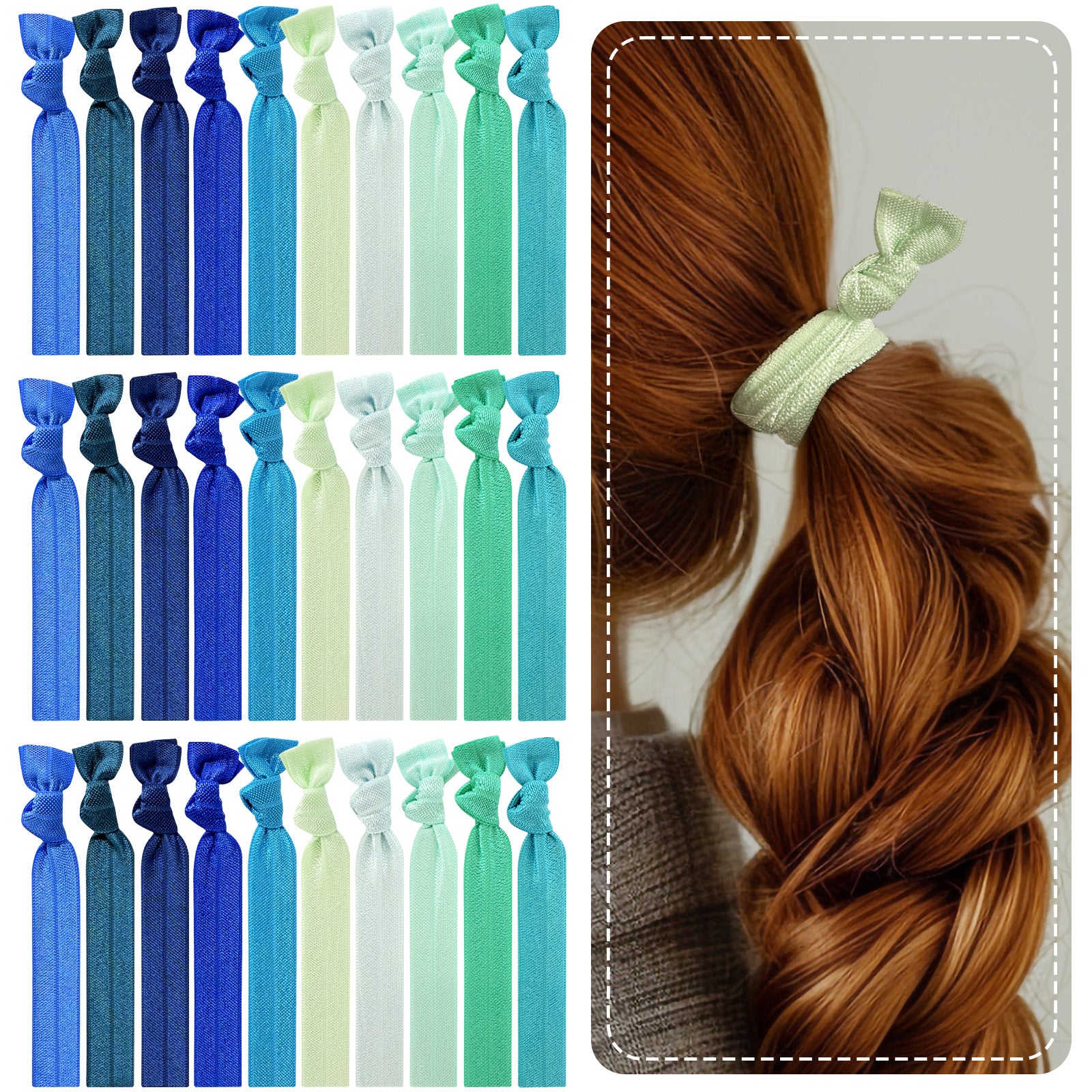 Wrapables No Crease Ouchless Elastic Ribbon Hair Ties Ponytail Holders