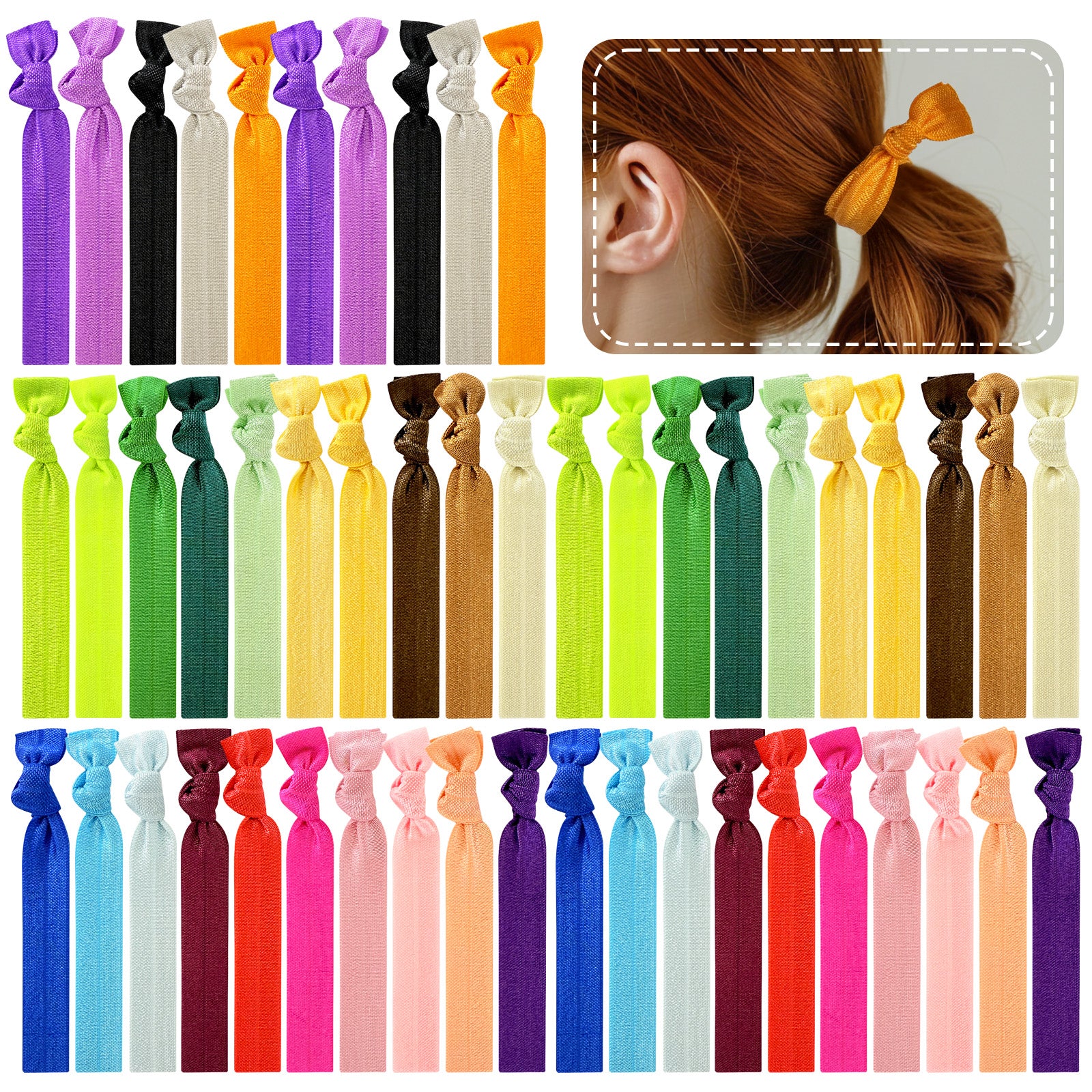 Wrapables No Crease Ouchless Elastic Ribbon Hair Ties Ponytail Holders