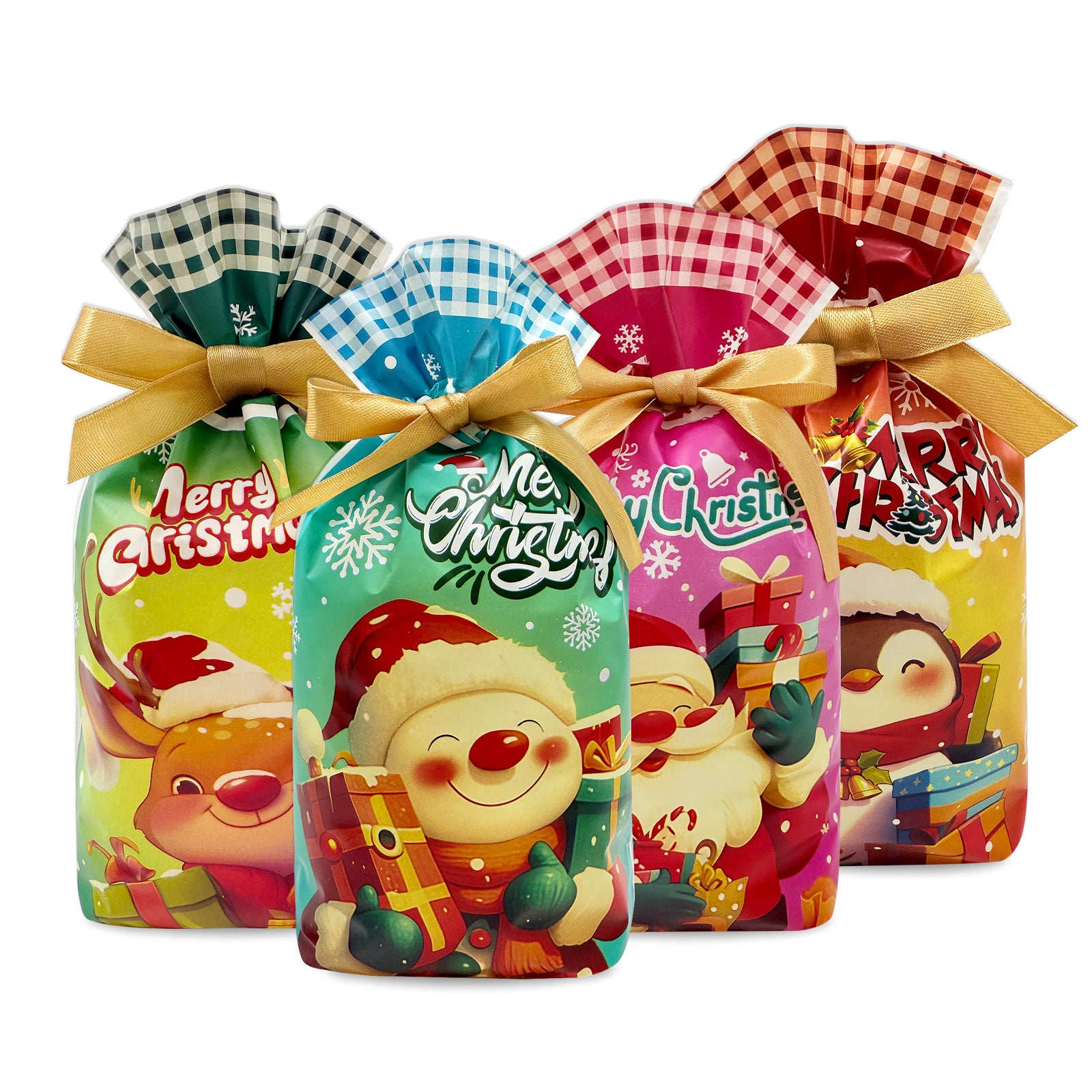Wrapables Christmas Drawstring Treat Bags for Candy, Cookies, Treats, Gifts and Party Favors (50pcs)