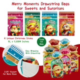 Wrapables Christmas Drawstring Treat Bags for Candy, Cookies, Treats, Gifts and Party Favors (50pcs)