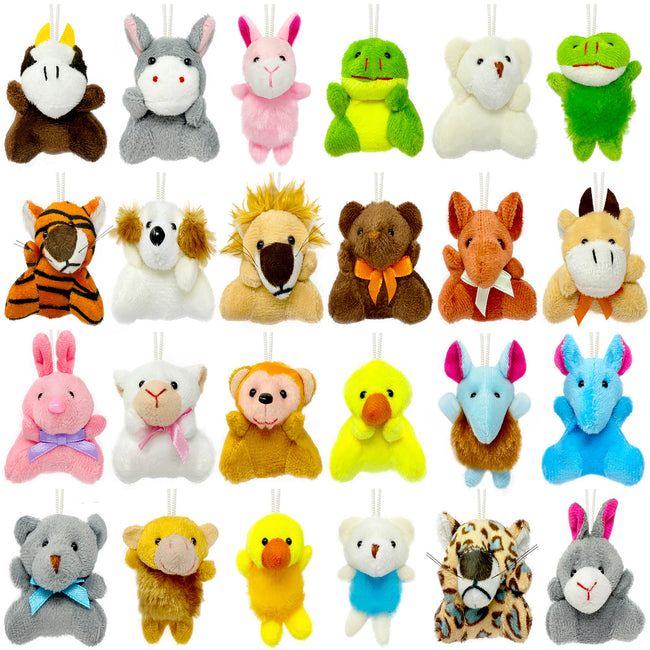Wrapables Mini Stuffed Animal Plush Toys, Keychain Decoration, Party Favors, Stocking Stuffers, Easter Egg Basket Fillers (Set of 24)