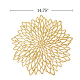 Wrapables Vinyl Metallic Colored Placemats for Weddings, Parties, Special Events (Set of 4), Gold Blossom