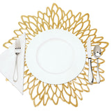Wrapables Vinyl Metallic Colored Placemats for Weddings, Parties, Special Events (Set of 4), Gold Blossom