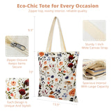 Wrapables Zippered Canvas Tote Bag, Reusable Grocery Shopping Bag