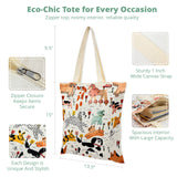 Wrapables Zippered Canvas Tote Bag, Reusable Grocery Shopping Bag