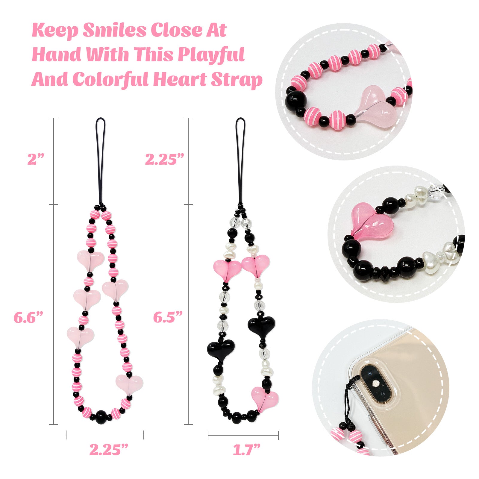 Wrapables Charms and Beads Cell Phone Wrist Strap, Keychain, Bag Charm (Set of 2)