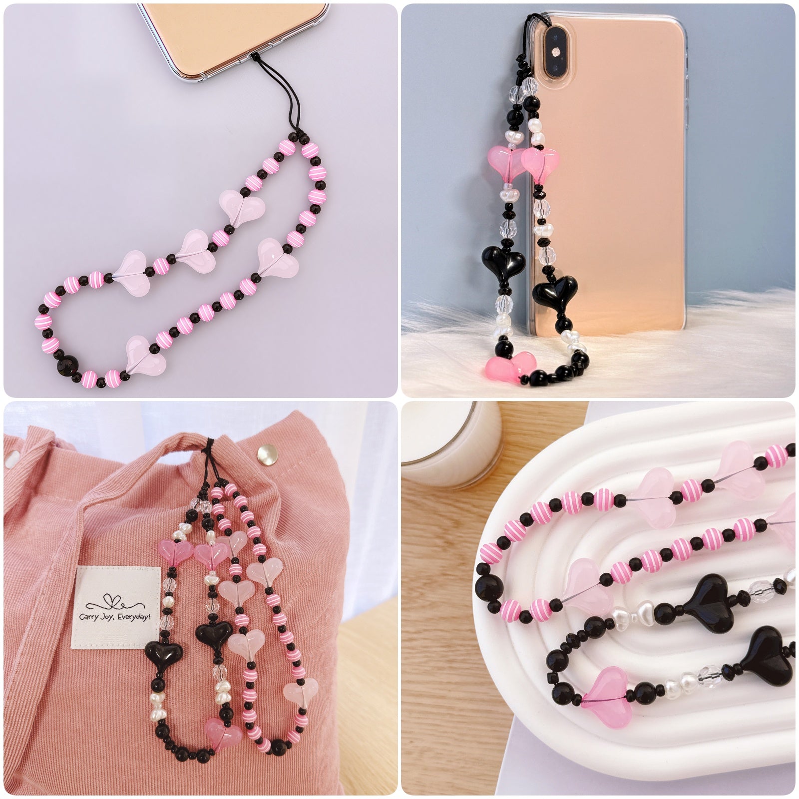 Wrapables Charms and Beads Cell Phone Wrist Strap, Keychain, Bag Charm (Set of 2)