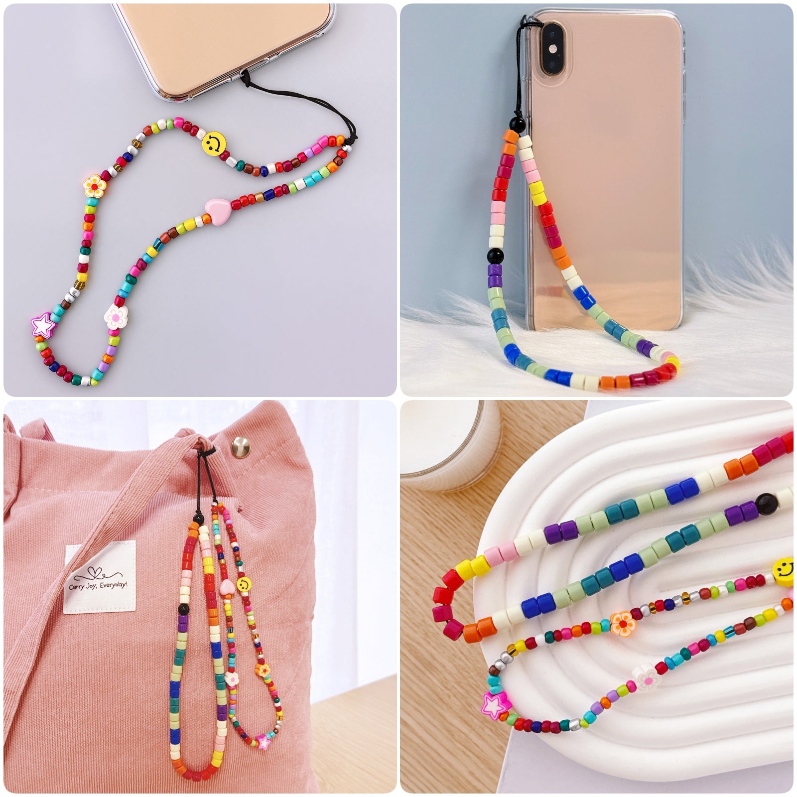 Wrapables Charms and Beads Cell Phone Wrist Strap, Keychain, Bag Charm (Set of 2)