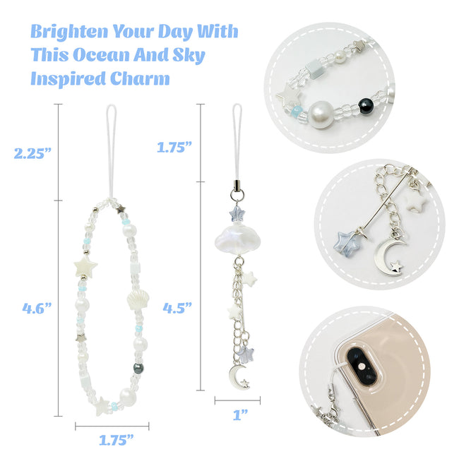 Wrapables Cute Aesthetic Y2K Cell Phone Charms, Accessories for Keychain Handbag Pendant (Set of 2)