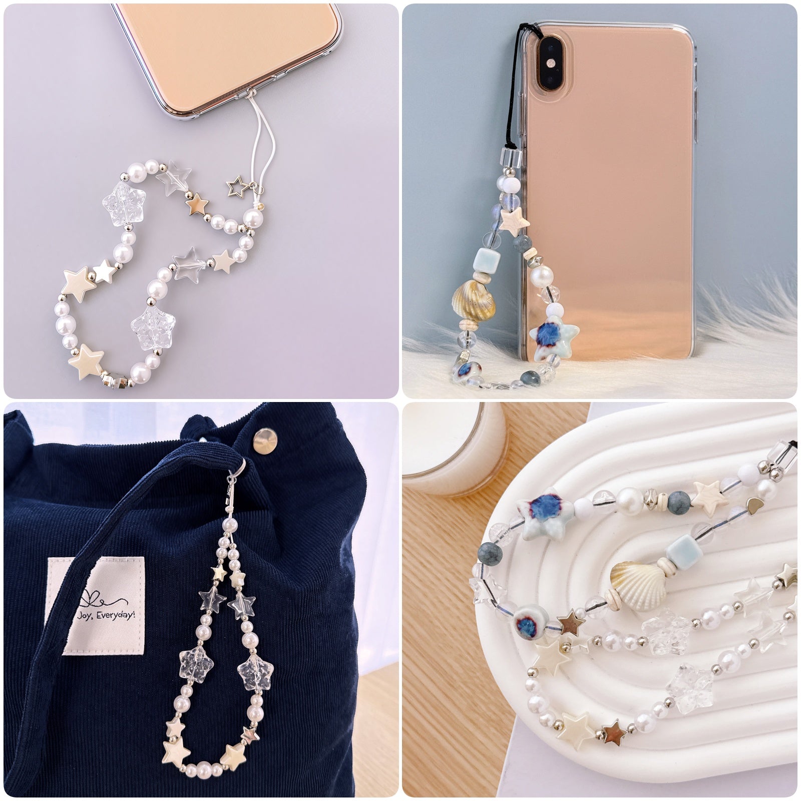 Wrapables Charms and Beads Cell Phone Wrist Strap, Keychain, Bag Charm (Set of 2)