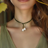 Wrapables Lily of the Valley Peridot Green Beaded Necklace