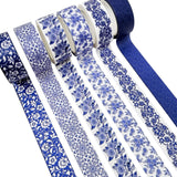 Wrapables Blue and White Porcelain Vintage Floral Chinoiserie Washi Tape Set for DIY, Arts and Crafts, Scrapbooking, Gift Wrapping (12 Rolls)