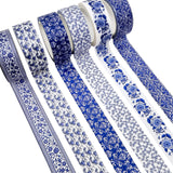 Wrapables Blue and White Porcelain Vintage Floral Chinoiserie Washi Tape Set for DIY, Arts and Crafts, Scrapbooking, Gift Wrapping (12 Rolls)