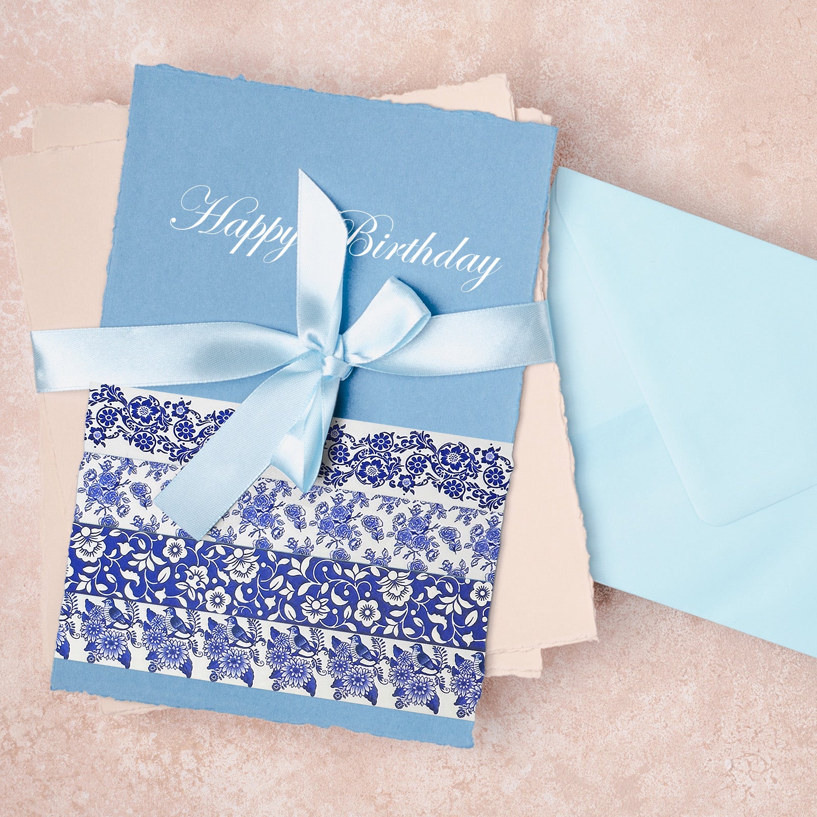 Wrapables Blue and White Porcelain Vintage Floral Chinoiserie Washi Tape Set for DIY, Arts and Crafts, Scrapbooking, Gift Wrapping (12 Rolls)