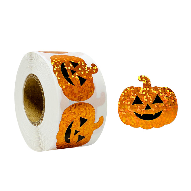Wrapables Holographic Halloween Sticker Roll, for Sealing Envelopes, Gift Boxes, Journal, Party Decor and Supplies (500pcs)