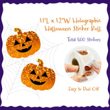 Wrapables Holographic Halloween Sticker Roll, for Sealing Envelopes, Gift Boxes, Journal, Party Decor and Supplies (500pcs)