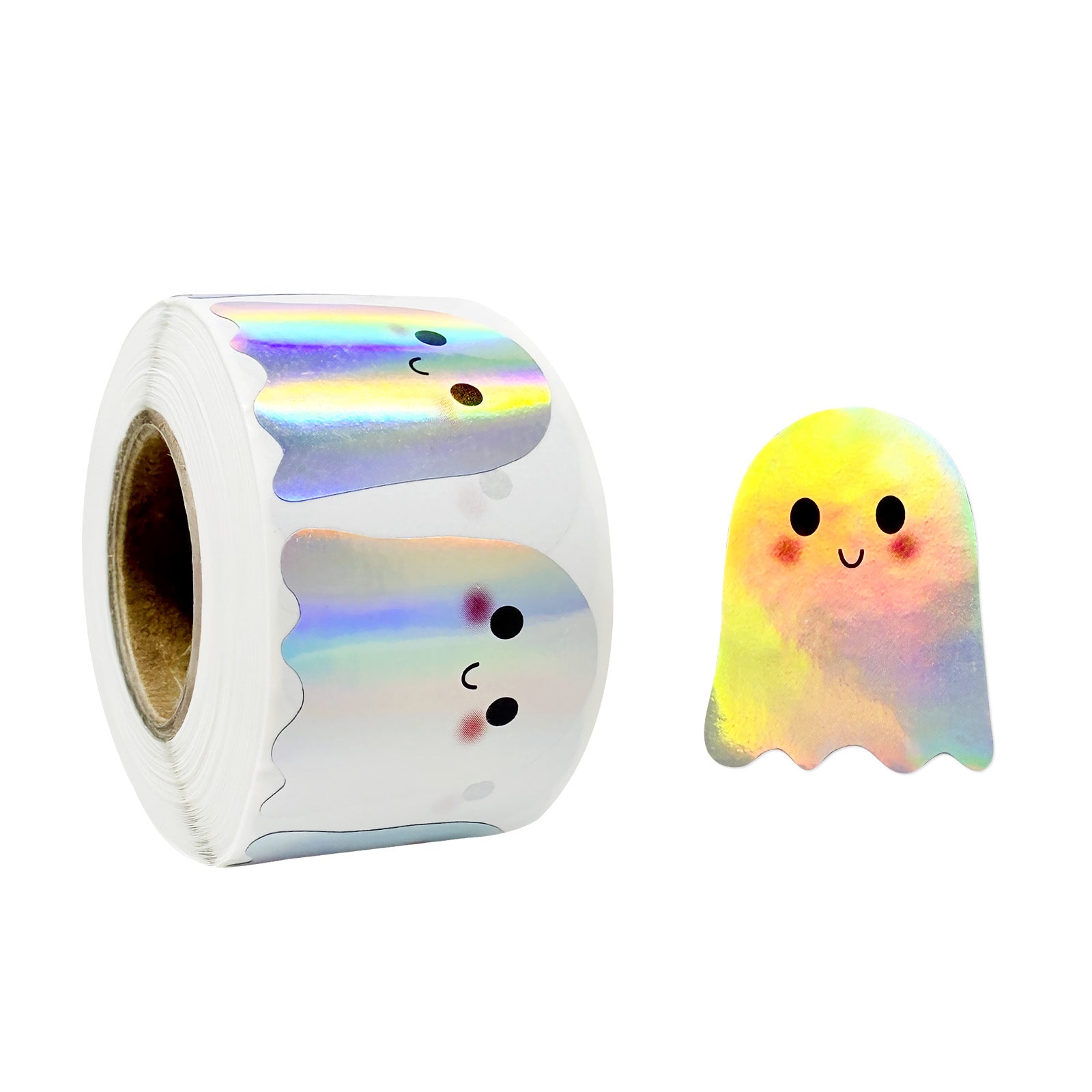 Wrapables Holographic Halloween Sticker Roll, for Sealing Envelopes, Gift Boxes, Journal, Party Decor and Supplies (500pcs)