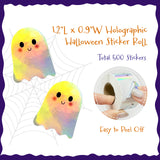 Wrapables Holographic Halloween Sticker Roll, for Sealing Envelopes, Gift Boxes, Journal, Party Decor and Supplies (500pcs)