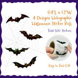 Wrapables Holographic Halloween Sticker Roll, for Sealing Envelopes, Gift Boxes, Journal, Party Decor and Supplies (500pcs)
