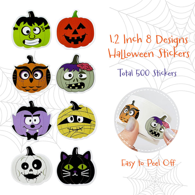 Wrapables Halloween Sticker Roll, Holiday Stickers for Sealing Cards, Envelopes, Gift Boxes, Festive Party Favors (500pcs)