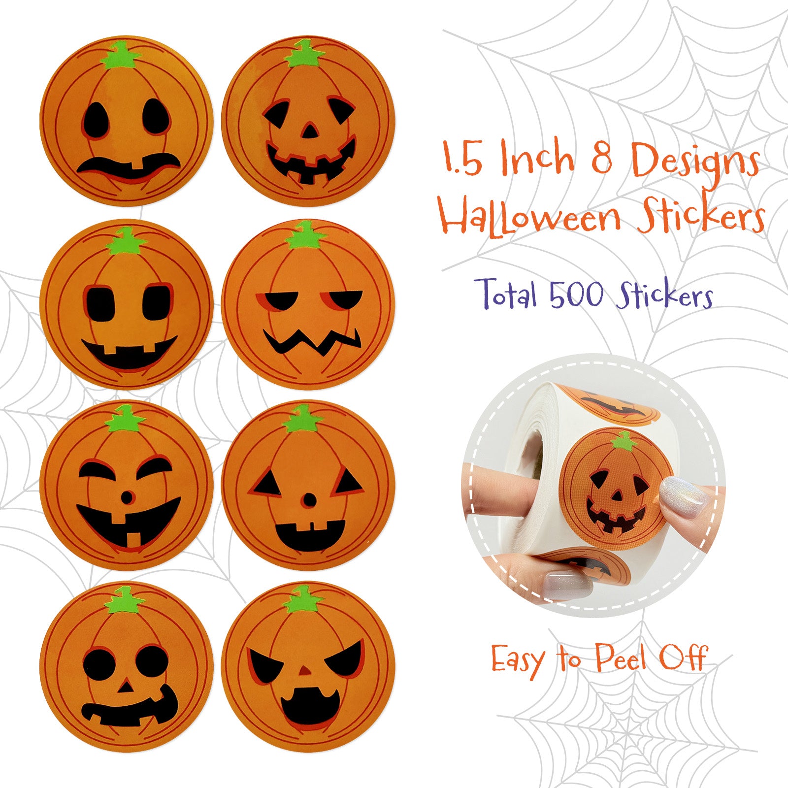 Wrapables Halloween Sticker Roll, Holiday Stickers for Sealing Cards, Envelopes, Gift Boxes, Festive Party Favors (500pcs)