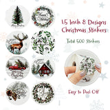 Wrapables Christmas Stickers Label Roll, Holiday Stickers for Sealing Cards, Envelopes, Gift Boxes, Festive Party Favors (500pcs), Happy Holidays