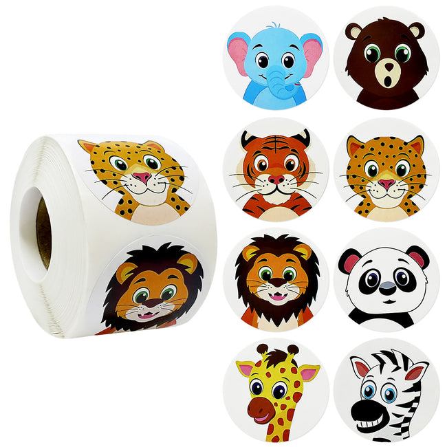 Wrapables Animal Sticker Roll, Stickers for Sealing Cards, Envelopes, Gift Boxes, Festive Party Favors (500pcs)
