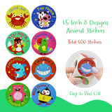 Wrapables Animal Sticker Roll, Stickers for Sealing Cards, Envelopes, Gift Boxes, Festive Party Favors (500pcs)