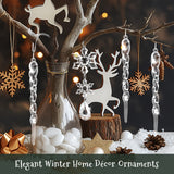 Wrapables 22pcs Christmas Tree Ornaments, Acrylic Hanging Crystal Snowflakes and Icicles Decorations, Drop Pendant Decor for Winter New Year Parties