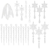 Wrapables 22pcs Christmas Tree Ornaments, Acrylic Hanging Crystal Snowflakes and Icicles Decorations, Drop Pendant Decor for Winter New Year Parties