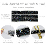 Wrapables 3 Yards Self Adhesive Resin Rhinestone Ribbons, Glittery Bling Tape Strips for DIY Crafts Wedding Party Decoration (3 Rolls)
