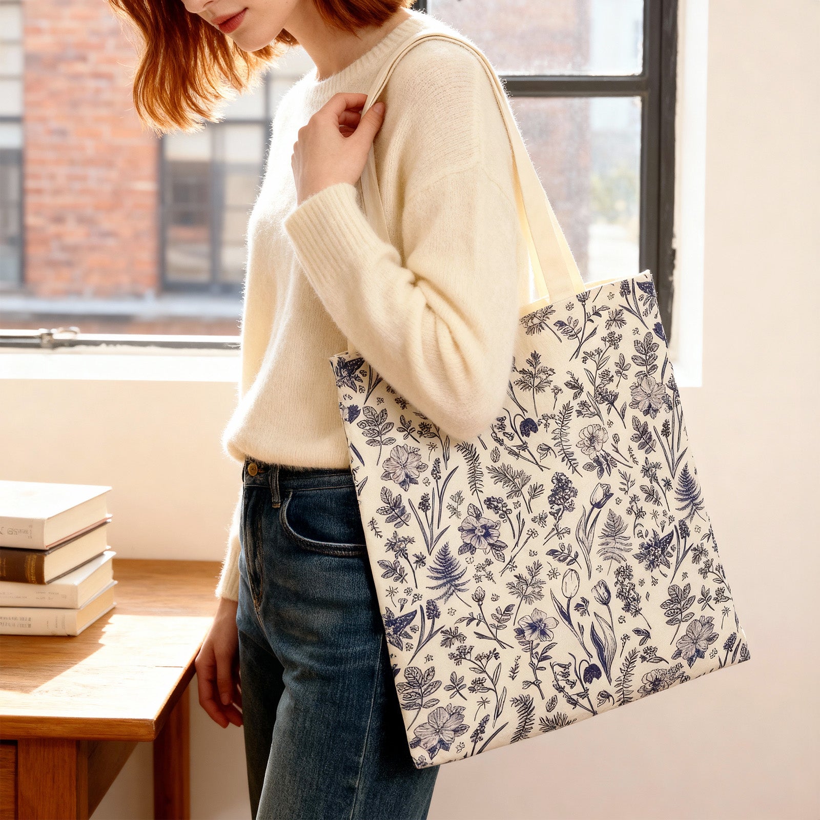 Wrapables Zippered Canvas Tote Bag, Reusable Grocery Shopping Bag