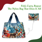 Wrapables Large Foldable Christmas Holiday Nylon Reusable Grocery Bag