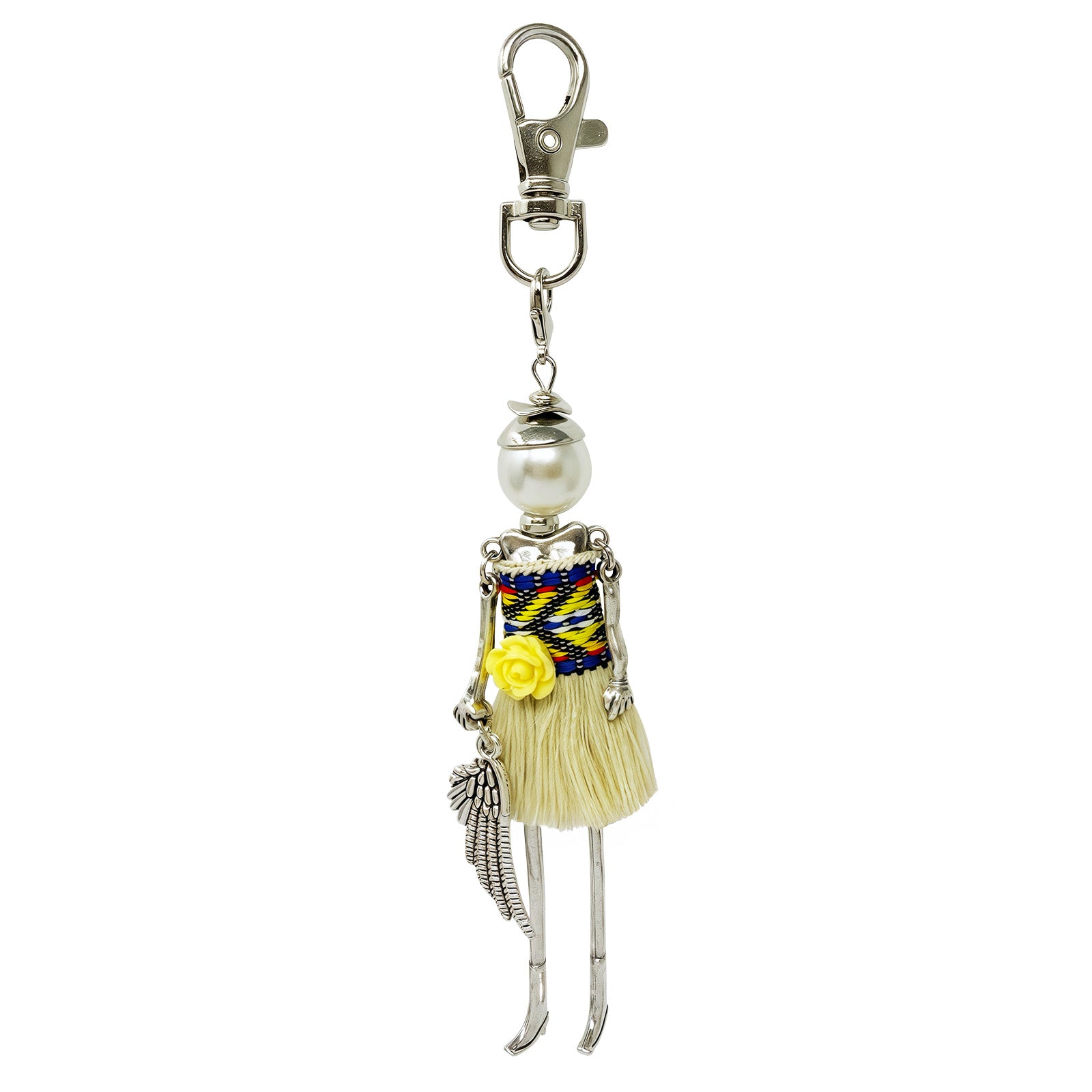 Wrapables Hanging Fashionista Doll Keychain, Crystal Rhinestone Keyring Bag Charm
