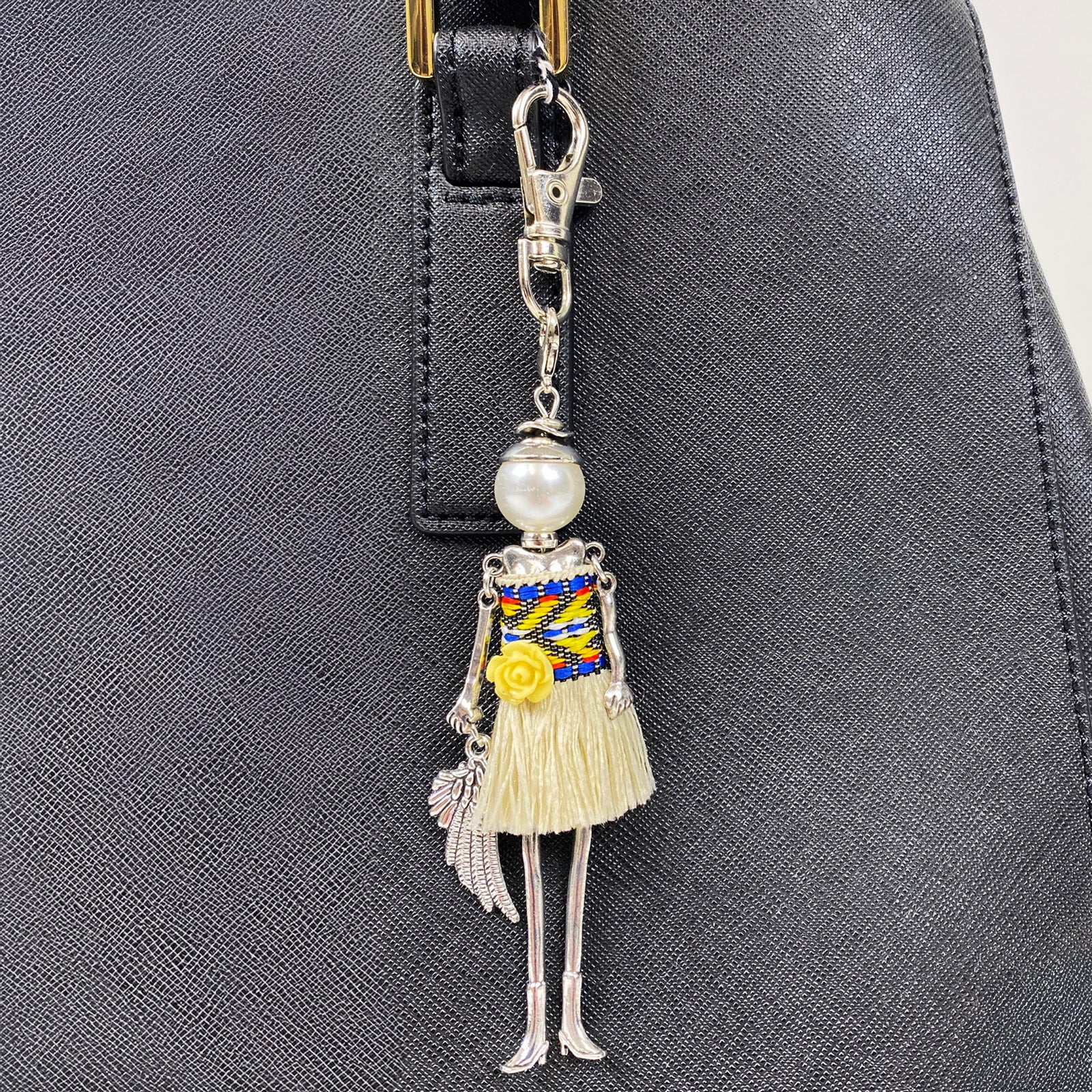 Wrapables Hanging Fashionista Doll Keychain, Crystal Rhinestone Keyring Bag Charm