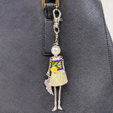 Wrapables Hanging Fashionista Doll Keychain, Crystal Rhinestone Keyring Bag Charm