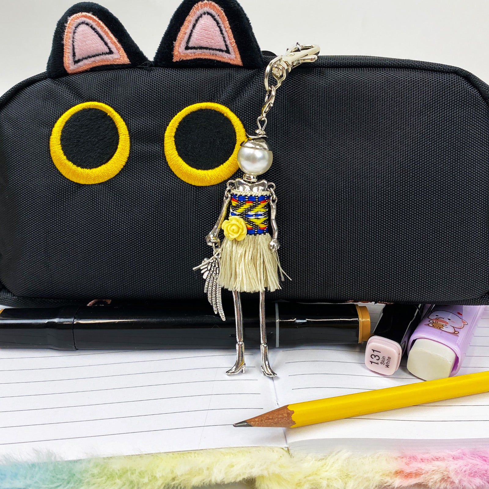 Wrapables Hanging Fashionista Doll Keychain, Crystal Rhinestone Keyring Bag Charm