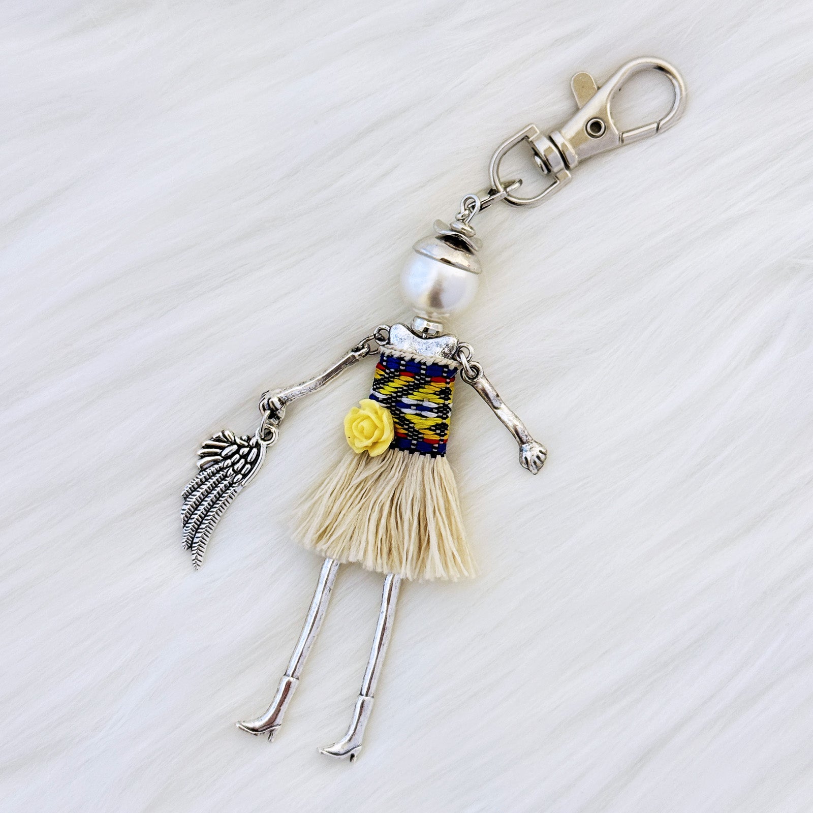 Wrapables Hanging Fashionista Doll Keychain, Crystal Rhinestone Keyring Bag Charm