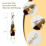 Wrapables Hanging Fashionista Doll Keychain, Crystal Rhinestone Keyring Bag Charm