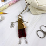 Wrapables Hanging Fashionista Doll Keychain, Crystal Rhinestone Keyring Bag Charm