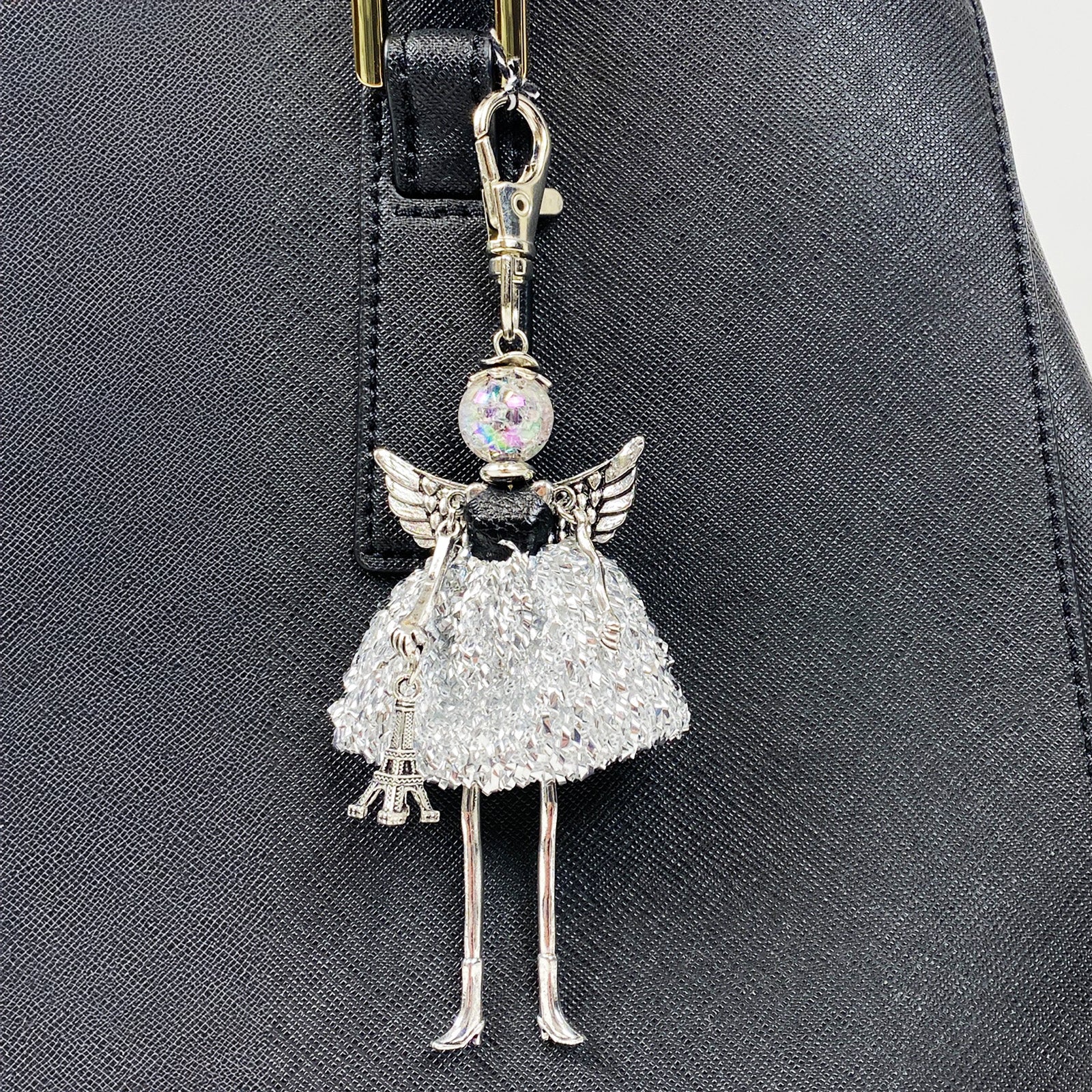 Wrapables Hanging Fashionista Doll Keychain, Crystal Rhinestone Keyring Bag Charm